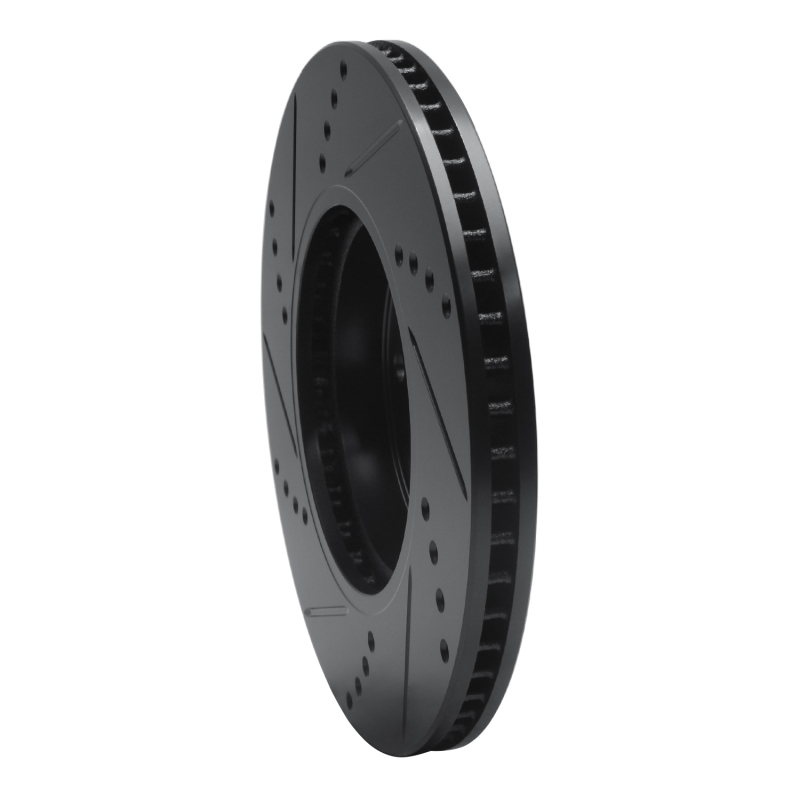 Honda Civic Brake Rotor (1) - Front Right - R1 Concepts - Drilled & Slotted - Black - `16-`25